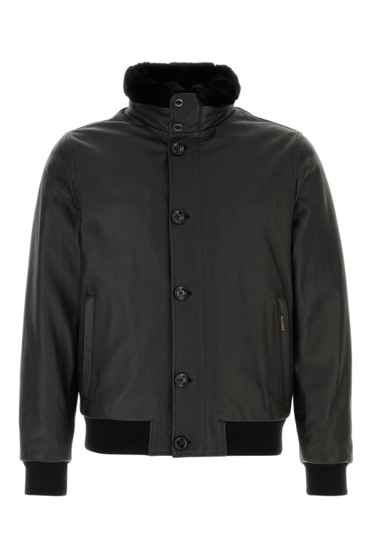 Black leather Cleros bomber jacket Black MOORER (CLEROSP1)