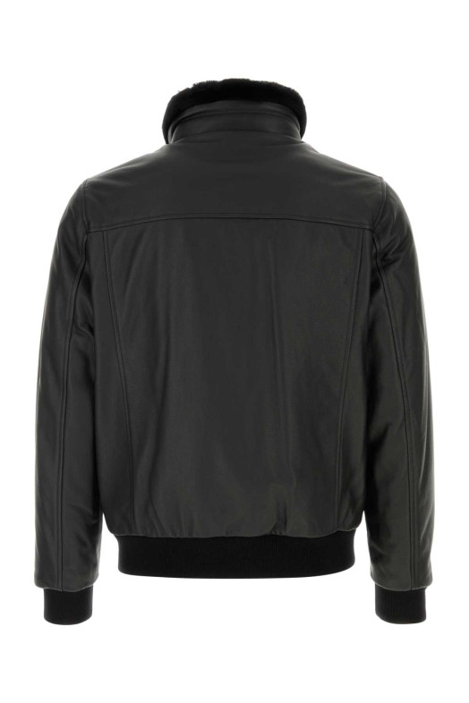 Black leather Cleros bomber jacket Black MOORER (CLEROSP1)