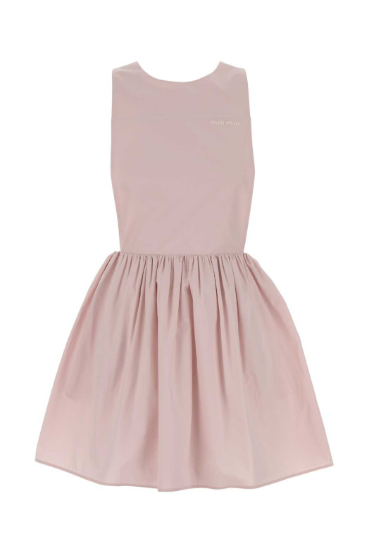 Мини-платье MIU MIU из поплина пастельно-розового цвета (MF6390SOOO10RG)