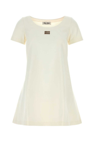 White cotton mini dress Black MIU MIU (MF6409SOOO1965)