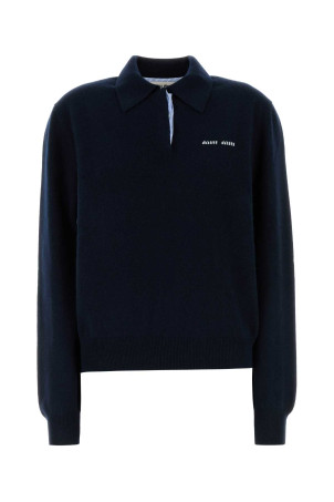 Midnight blue cashmere polo shirt Blue MIU MIU (MMLA20SOOO15Z1)