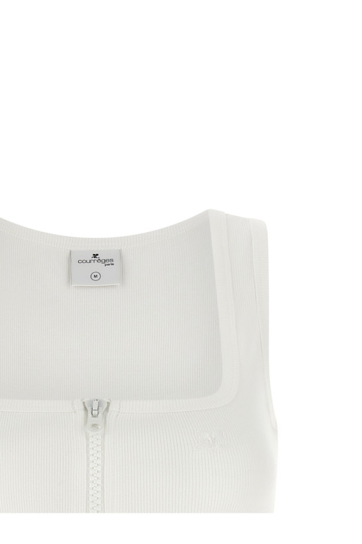 Топ с застежкой-молнией спереди, белый COURREGES 426JTS299JS01940001