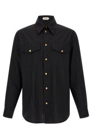 Жаккардовая шелковая рубашка, чёрная VERSACE 10268161A185481B000