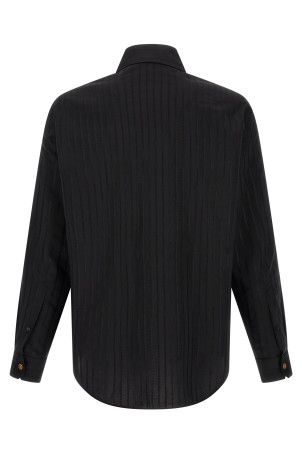 Жаккардовая шелковая рубашка, чёрная VERSACE 10268161A185481B000