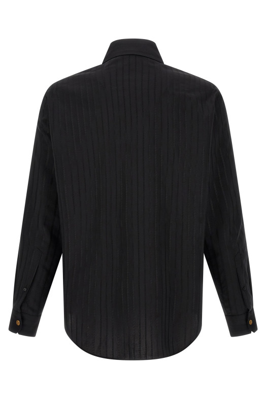 Жаккардовая шелковая рубашка, чёрная VERSACE 10268161A185481B000