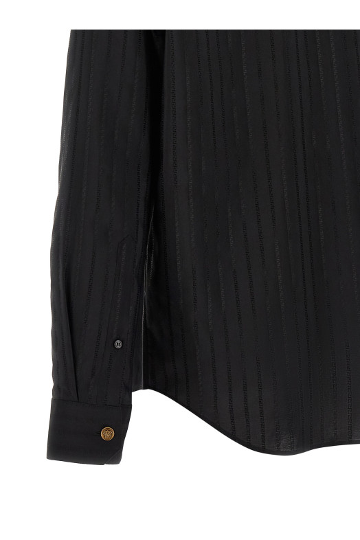 Жаккардовая шелковая рубашка, чёрная VERSACE 10268161A185481B000