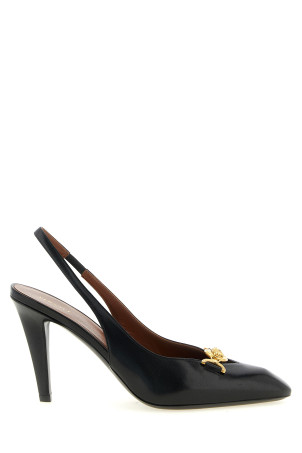 'La Medusa' Leather Slingbacks Black