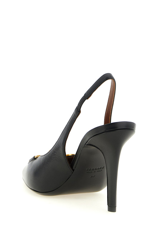 'La Medusa' Leather Slingbacks Black