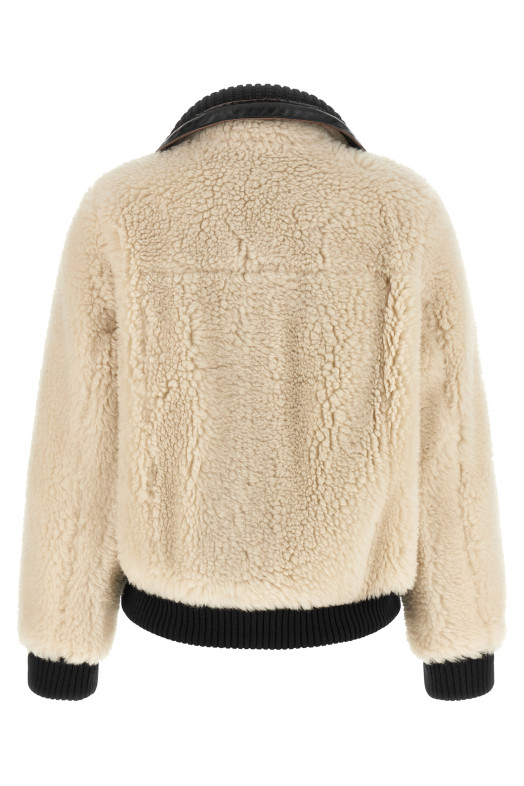 Shearling effect wool jacket Black