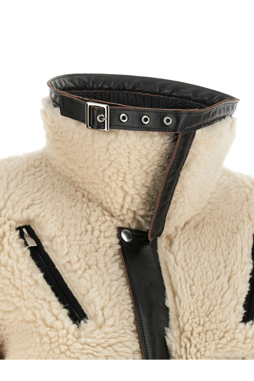 Shearling effect wool jacket Black