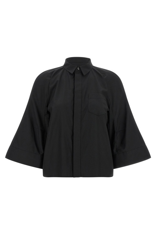 Poplin shirt with wide sleeves  Black