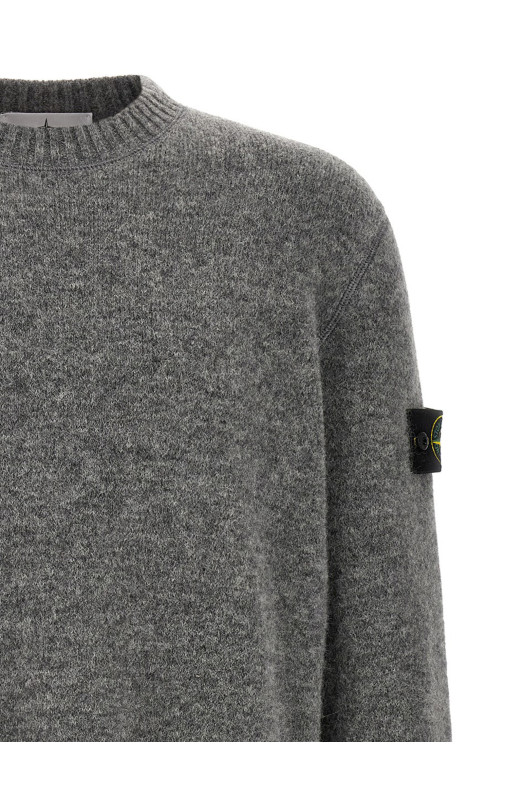 '5100050' crew neck sweater with logo badge Gray