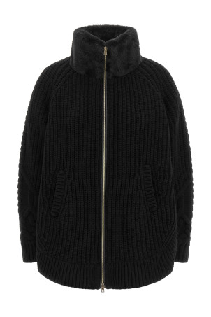 Cardigan with fur insert Black