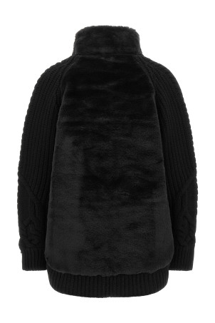 Cardigan with fur insert Black