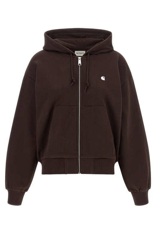Cotton sweatshirt with embroidery Brown