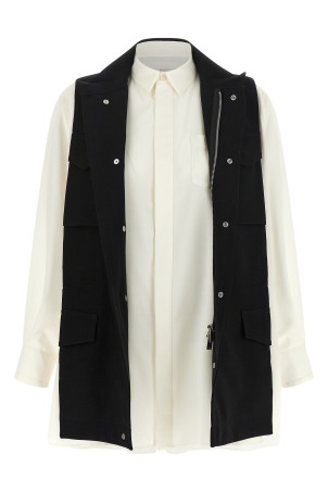 Hybrid shirt with front panel model.  Black-grey