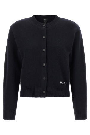 Lila' wool cardigan with logo intarsia Blue