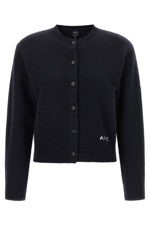 Lila' wool cardigan with logo intarsia Blue