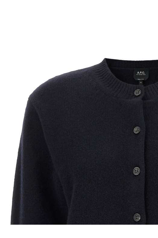 Lila' wool cardigan with logo intarsia Blue
