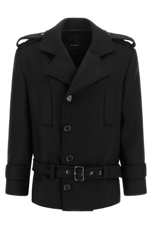 Double-breasted belted coat Black