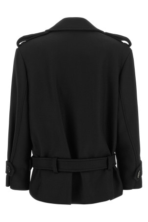 Double-breasted belted coat Black