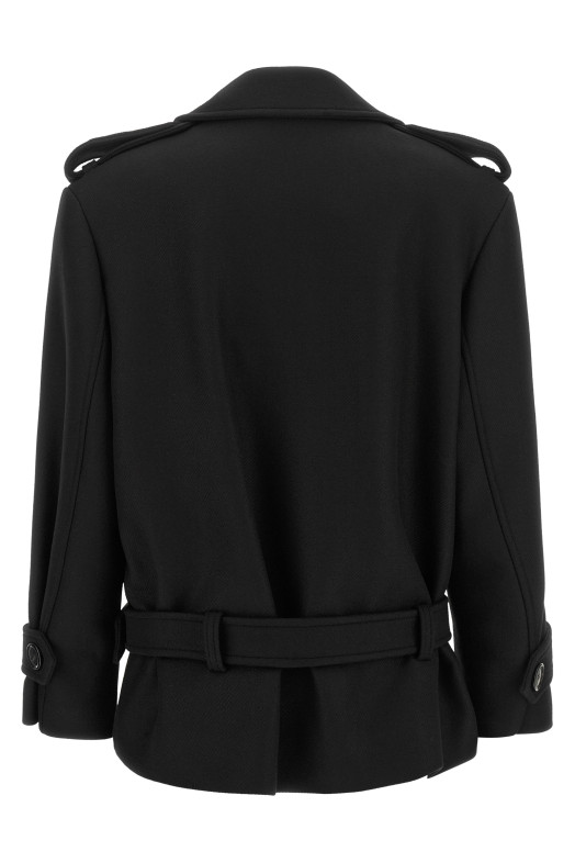 Double-breasted belted coat Black