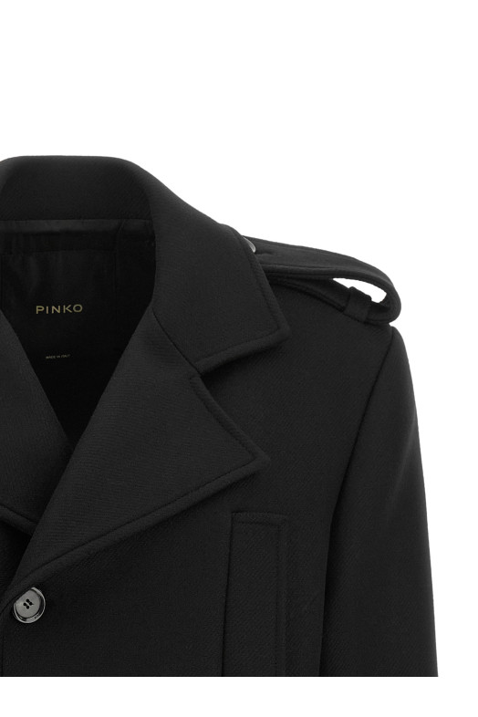 Double-breasted belted coat Black