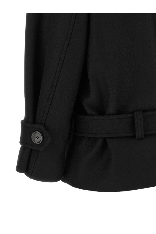 Double-breasted belted coat Black
