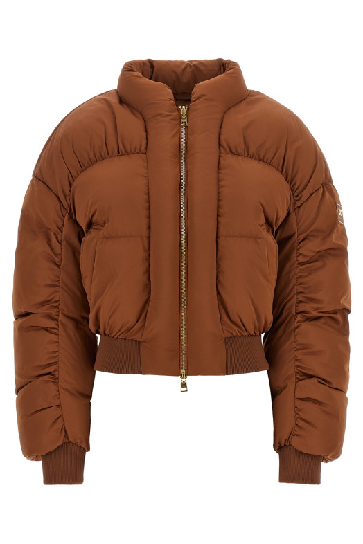Down jacket with curled sleeves Brown