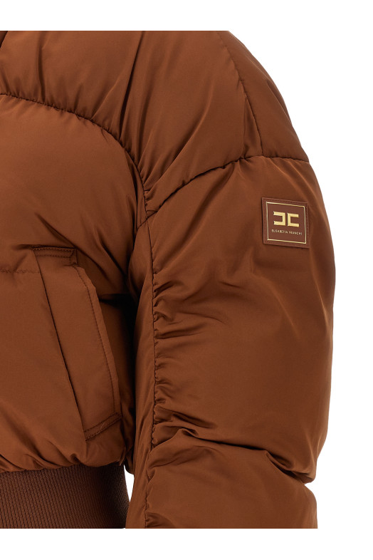 Down jacket with curled sleeves Brown