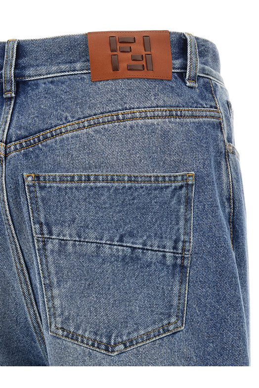 Джинси з накладками «FF» від Saddlery, сині FLP345B15DF0UV2