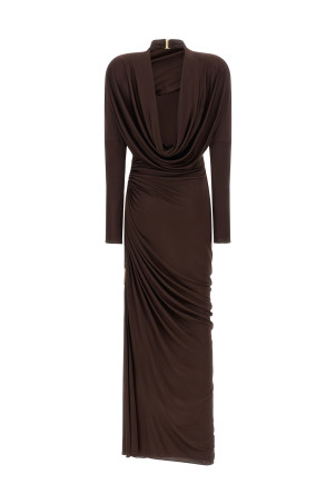 Draped jersery dress Brown
