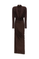 Платье из джерси с драпировкой, коричневое BALMAIN DR0000000082A51