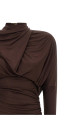 Платье из джерси с драпировкой, коричневое BALMAIN DR0000000082A51