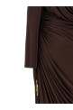 Платье из джерси с драпировкой, коричневое BALMAIN DR0000000082A51