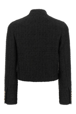 Double-breasted Tweed Short Jacket  Black
