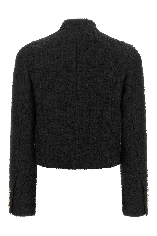 Double-breasted Tweed Short Jacket  Black