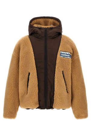 Двусторонняя куртка Teddy с нашивкой с логотипом, коричневая DSQUARED2 S71AN0690S25602124