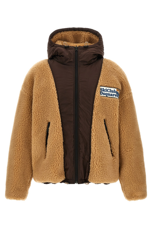 Двусторонняя куртка Teddy с нашивкой с логотипом, коричневая DSQUARED2 S71AN0690S25602124
