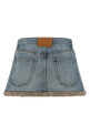 Denim skirt with fur hem Blue