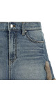Denim skirt with fur hem Blue