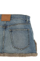 Denim skirt with fur hem Blue