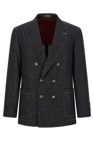 Double-breasted denim blazer Blue