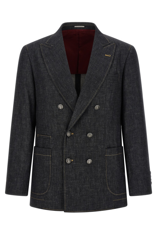 Double-breasted denim blazer Blue