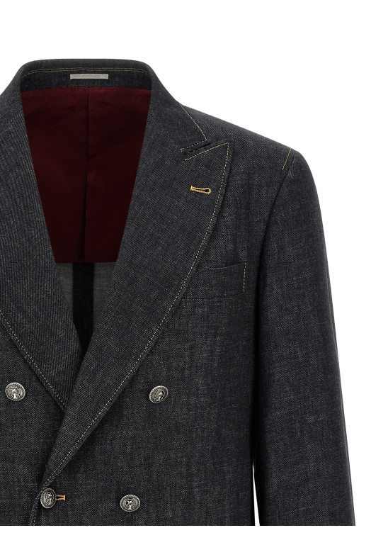 Double-breasted denim blazer Blue