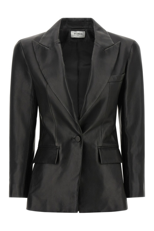 Кожаный блейзер, черный BALMAIN JA00000000570PA
