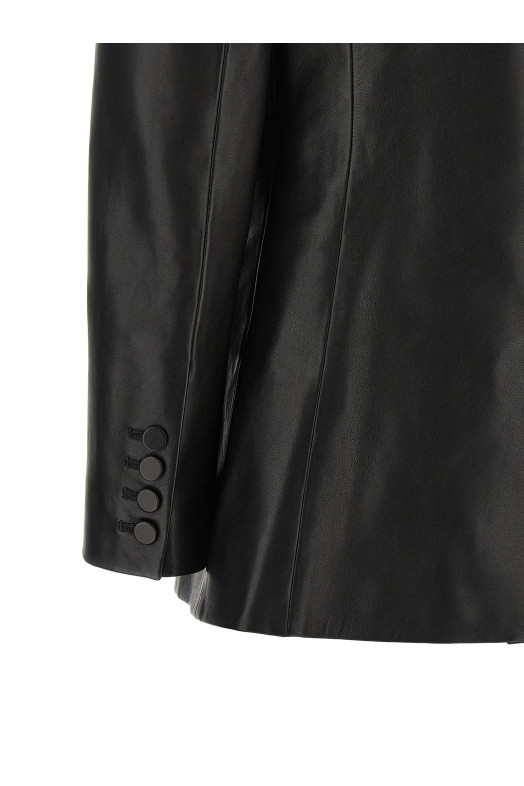 Кожаный блейзер, черный BALMAIN JA00000000570PA