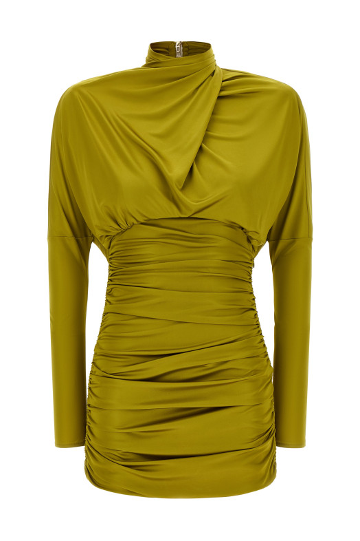 Мини-платье с драпировкой, зелёное BALMAIN DR0000000081A50