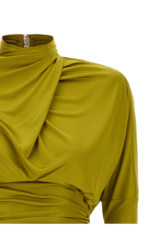 Мини-платье с драпировкой, зелёное BALMAIN DR0000000081A50