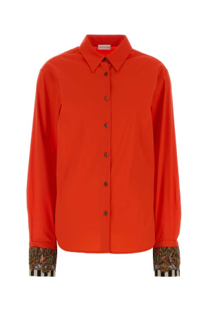Coral stretch poplin Chloris shirt DRIES VAN NOTEN (2620107414316)